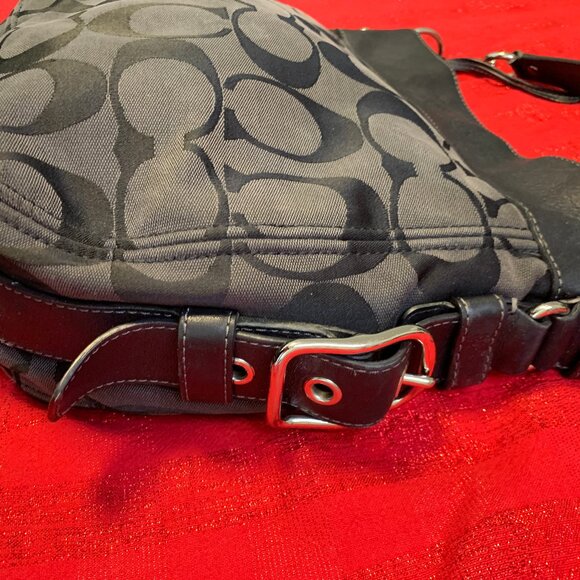 Coach Handbag in Black with Leather Trim and Light Blue Lining - Picture 4 of 15